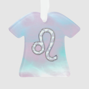 Leo Zodiac Sign on Pastels Nacre Style Print Ornament