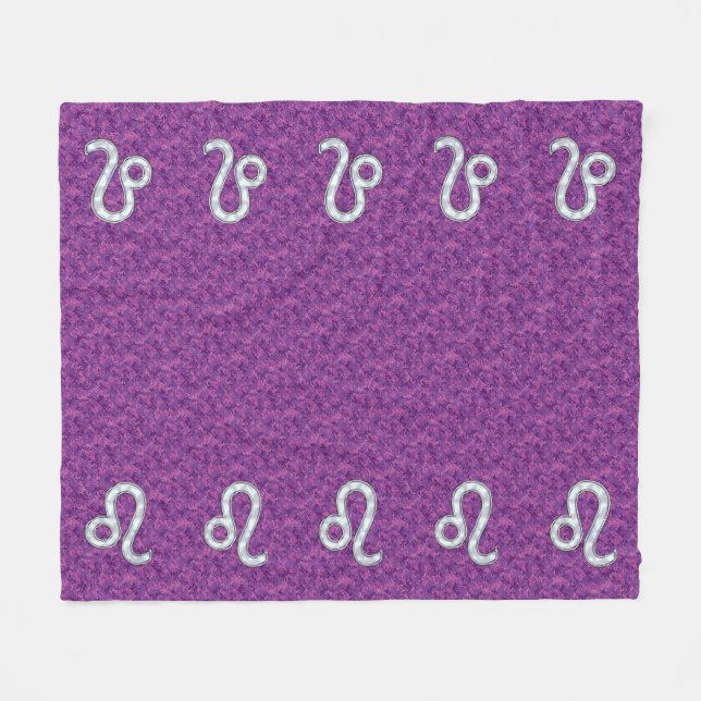 Leo Zodiac Sign on Pink Fuchsia Digital Camo Fleece Blanket (Front (Horizontal))