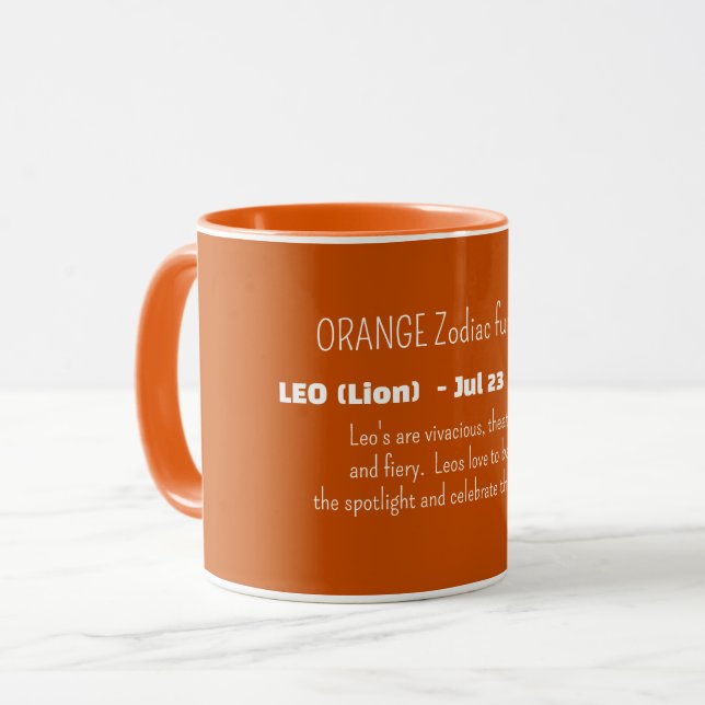 LEO Zodiac Sign Personality Traits Mug (Front Left)