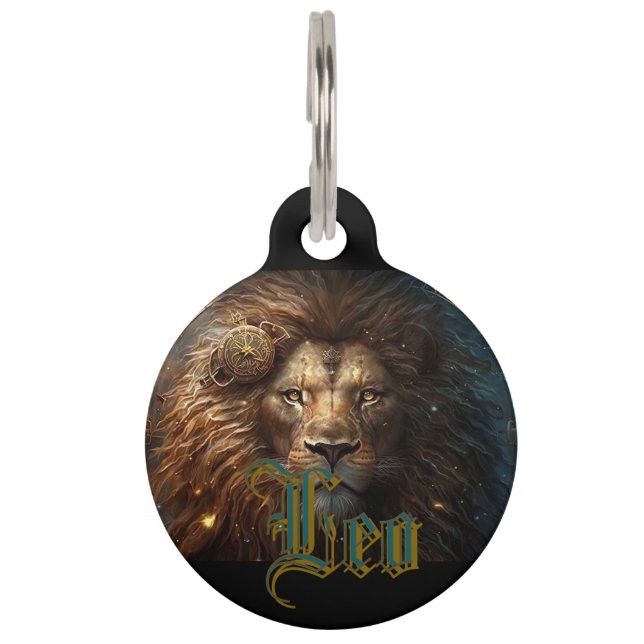 Leo Zodiac Sign Pet Tag (Front)