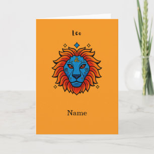 Leo Zodiac Sign Pop Art - Retro Lion Illustration Card