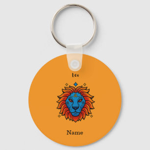 Leo Zodiac Sign Pop Art - Retro Lion Illustration Key Ring