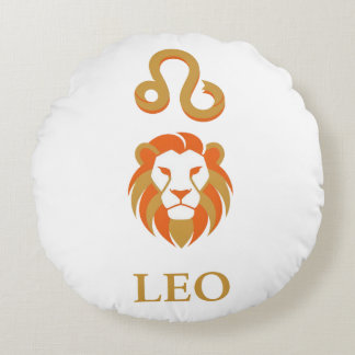 Leo Zodiac Sign Regal Gold Minimalist Round Cushion