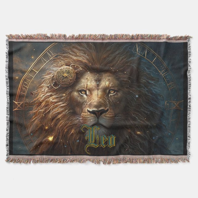 Leo Zodiac Sign Throw Blanket (Front)