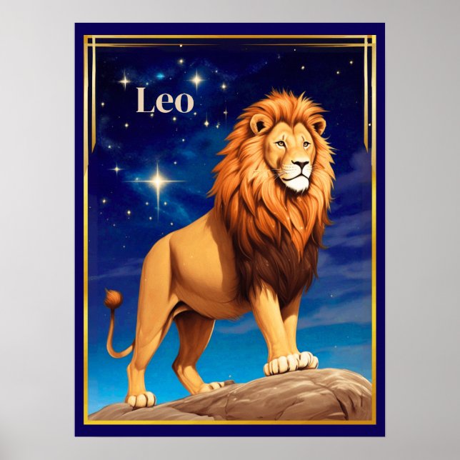 Leo Zodiac Sign Under a Starry Sky (Front)