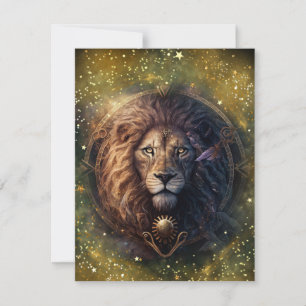 Leo Zodiac Sign Watercolor Design Card