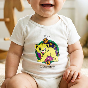 Leo Zodiac Sign Whimsical Astrology Cartoon Baby Bodysuit