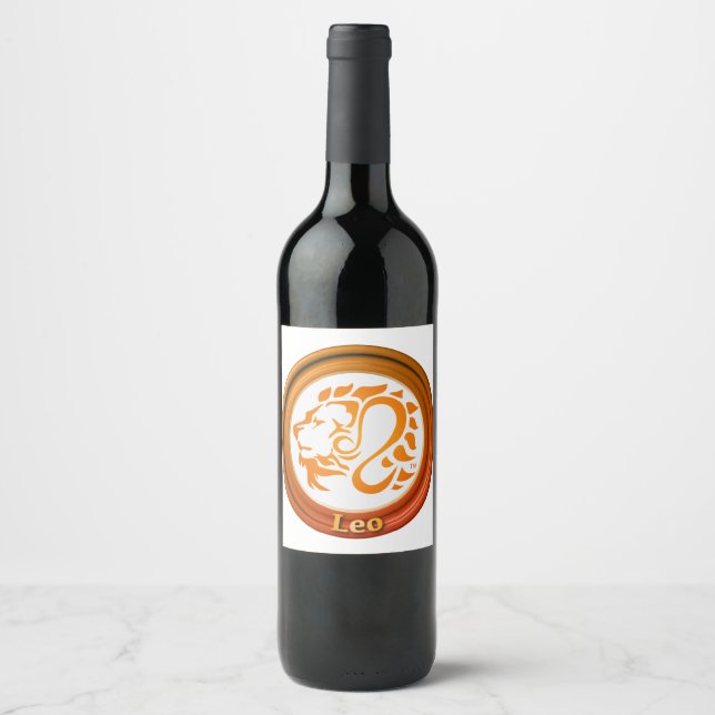 Leo Zodiac Sign Wine Label (Front)