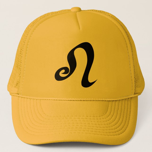 Leo Zodiac Sign Yellow Gold Trucker Hat (Front)