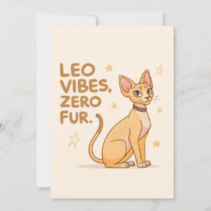 Leo Zodiac Sphynx Cat Cute Illustration Art Holiday Card
