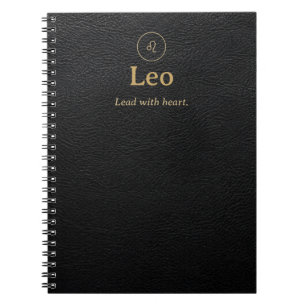 Leo Zodiac Spiral Notebook - Faux Leather Look