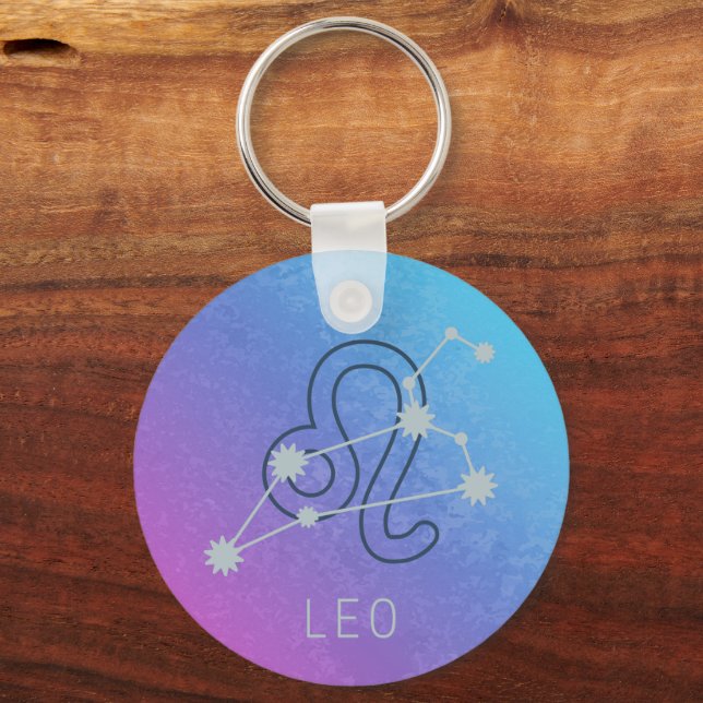 Leo Zodiac Star Sign Horoscope Constellation Key Ring (Front)