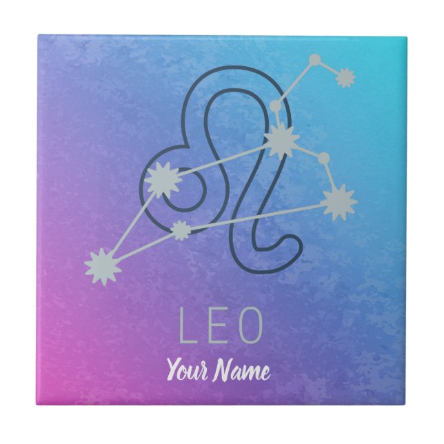 Leo Zodiac Star Sign Horoscope Constellation Tile (Front)