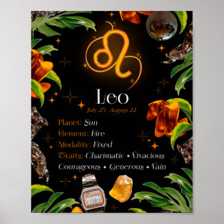 Leo Zodiac Star Sign Y2k Black 4:5 Poster