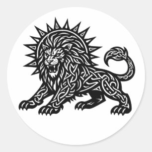 Leo Zodiac Sun‑Mane Lion   BurnsInHell Classic Round Sticker