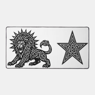 Leo Zodiac Sun‑Mane Lion BurnsInHell Desk Mat