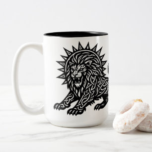 Leo Zodiac Sun‑Mane Lion BurnsInHell Two-Tone Coffee Mug