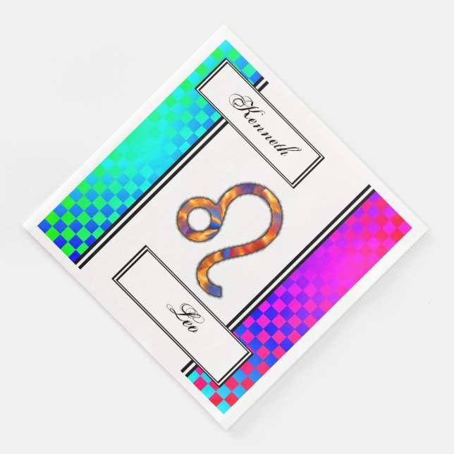 Leo Zodiac Symbol Element by Kenneth Yoncich Napkin (Corner)