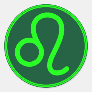Leo Zodiac Symbol Green Mix Classic Round Sticker