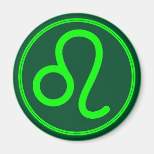 Leo Zodiac Symbol Green Mix Magnet