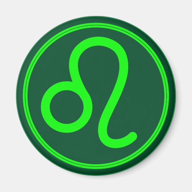Leo Zodiac Symbol Green Mix Magnet (Front)