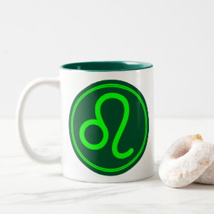 Leo Zodiac Symbol Green Mix Two-Tone Coffee Mug