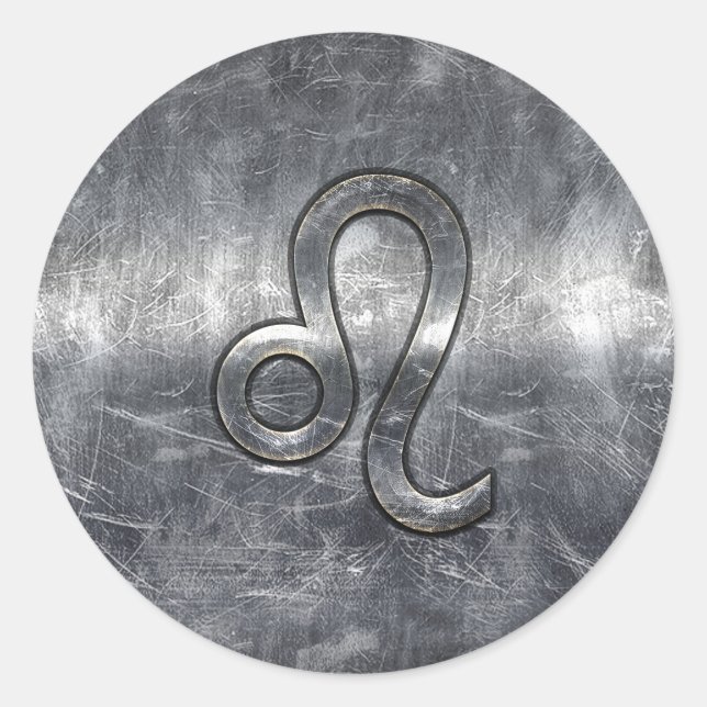 Leo Zodiac Symbol in Grunge Distressed Style Classic Round Sticker (Front)