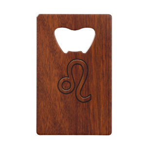 Leo Zodiac Symbol in Mahogany wood style