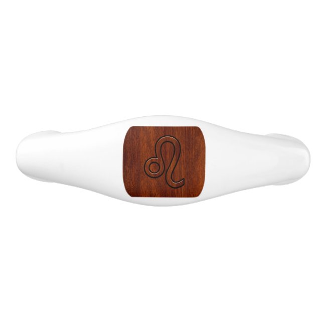 Leo Zodiac Symbol in Rich Mahogany wood style Ceramic Drawer Pull (Front)