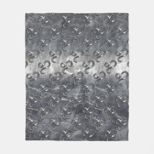 Leo Zodiac Symbol in Silver Steel Style Fleece Blanket