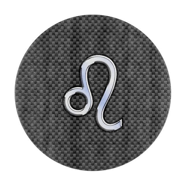 Leo Zodiac Symbol on Charcoal Carbon Fibre Decor Cutting Board (Front)