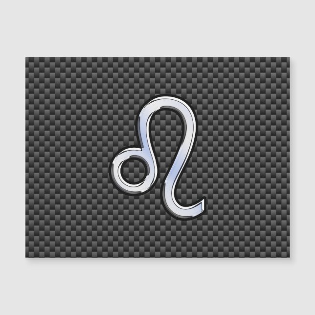 Leo Zodiac Symbol on Charcoal Carbon Fibre Print (Front)