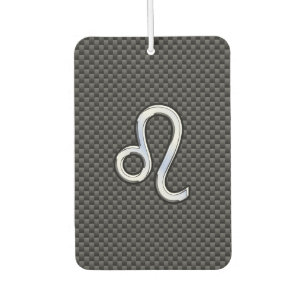 Leo Zodiac Symbol on Charcoal Carbon Fibre Print Car Air Freshener