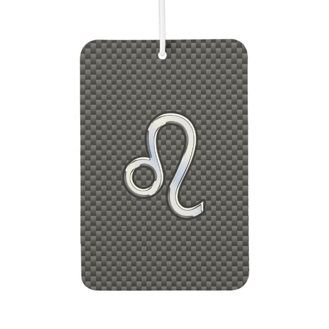 Leo Zodiac Symbol on Charcoal Carbon Fibre Print Car Air Freshener (Front)