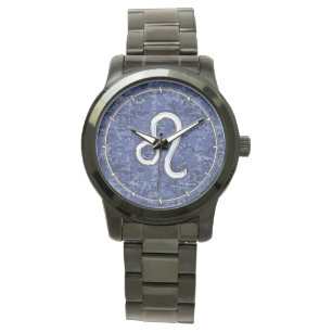Leo Zodiac Symbol on Navy Blue Digital Camo Watch