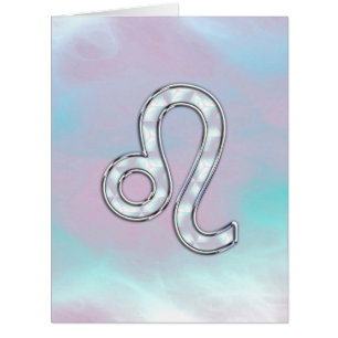 Leo Zodiac Symbol on Pastels Nacre Style Print