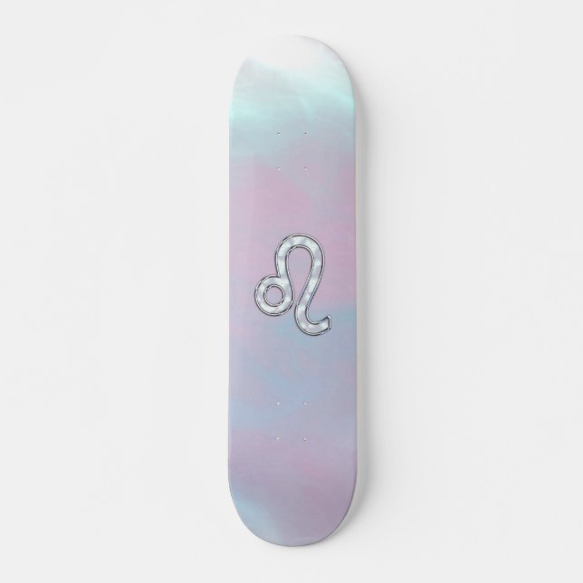 Leo Zodiac Symbol on Pastels Nacre Style Print Skateboard (Front)