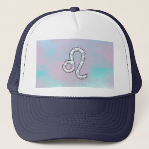 Leo Zodiac Symbol on Pastels Nacre Style Print Trucker Hat