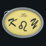 Leo Zodiac Symbol Standard by Kenneth Yoncich Oval Belt Buckle<br><div class="desc">Leo Zodiac Symbol Standard Belt Buckle.
Images Copyright (C) Kenneth Kenji Yoncich. All Rights Reserved.</div>