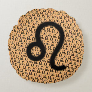 Leo Zodiac Symbol Standard by Kenneth Yoncich Round Cushion