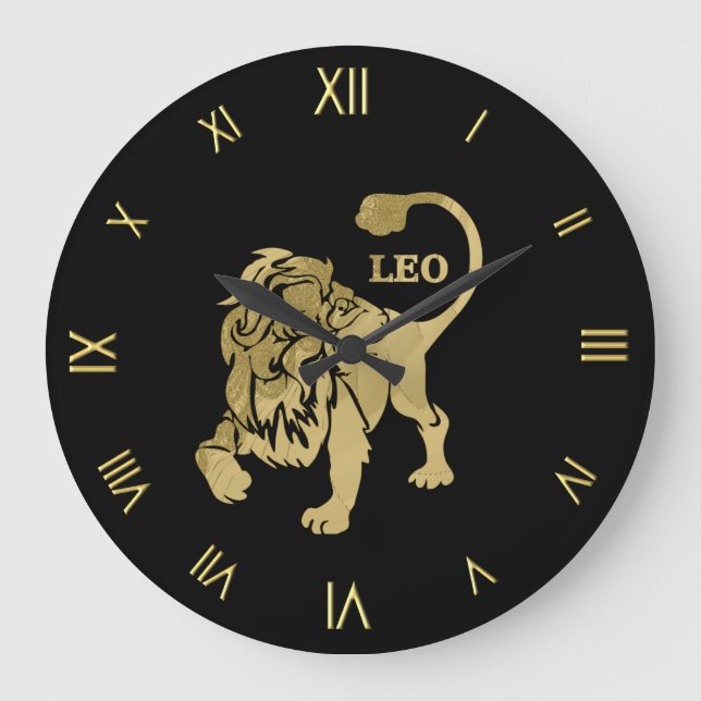 Leo Zodiac Symbol Wall Clock (Front)