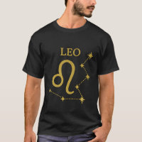 Leo Zodiac T-Shirt for Men Gold Constellation