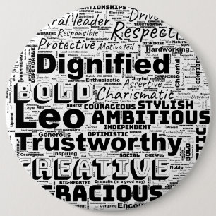Leo Zodiac Word Cloud Inspiration 6 Cm Round Badge