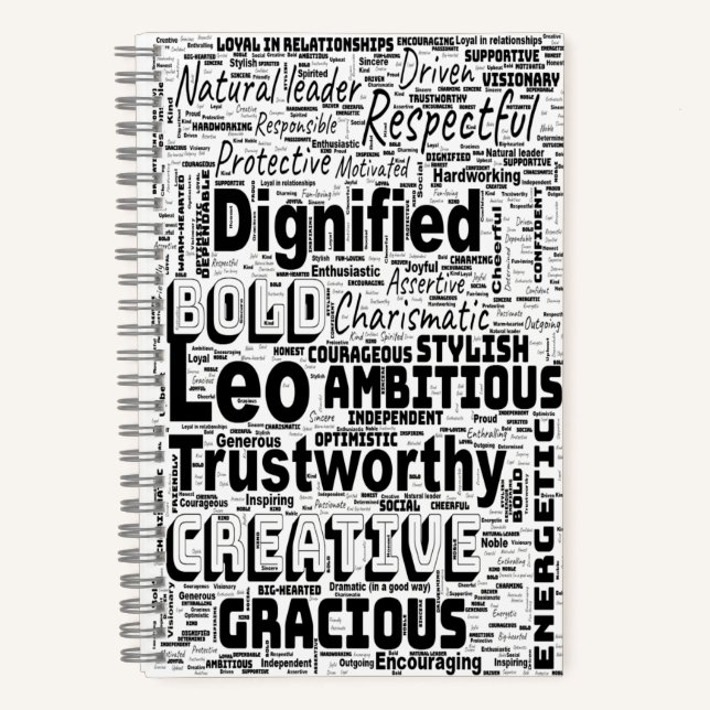  Leo Zodiac Word Cloud Inspiration Notebook (Front)