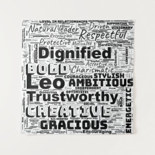 Leo Zodiac Word Cloud Tapestry