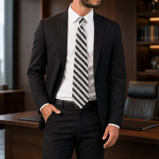 Leon | Black & White Geometric Stripe Tie