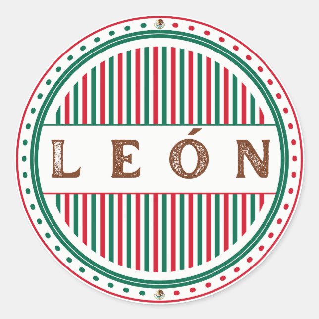 Leon City Pride Emblem – Mexican Identity Classic Round Sticker (Front)