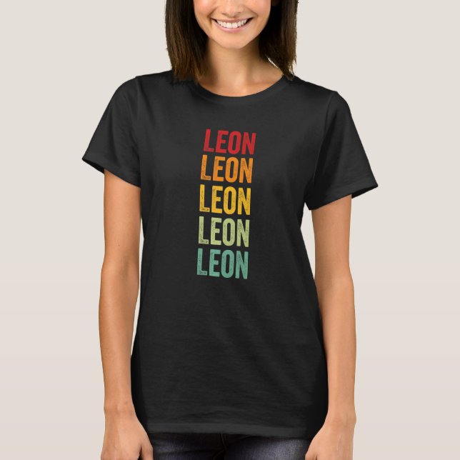 Leon County Texas Rainbow Text T-Shirt (Front)