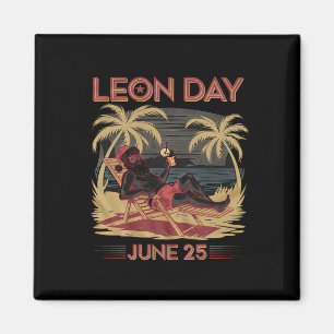 Leon Day June 25 Santa Beach 6 Months To Christmas Magnet