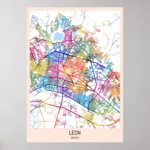 León Mexico City Map Poster